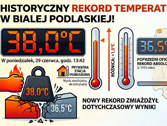 Biała Podlaska jeszcze nigdy nie była tak gorąca! Miniony poniedziałek przechodzi do historii