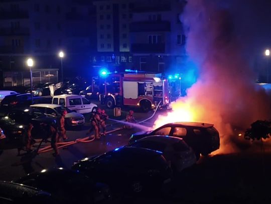 Biała Podlaska. Pożar 3 aut. Służby nie wykluczają podpalenia [ZDJĘCIA, FILM]