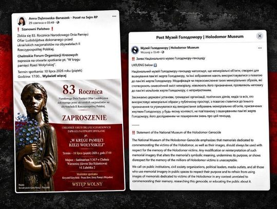 Wpis posłanki Anny Dąbrowskiej-Banaszek oraz oświadczenie Narodowego Muzeum Hołodomoru-Ludobójstwa w Kijowie, wydane po kontrowersjach wokół wykorzystania symboliki pomnika ofiar Hołodomoru na plakacie o rzezi wołyńskiej.