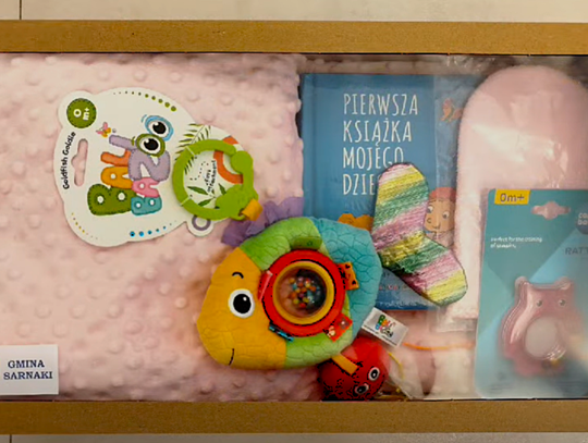 Herb gminy Sarnaki w dziecięcej wyprawce