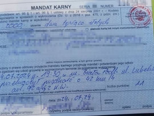 Biała Podlaska: Jechał o 40 km/h za szybko. Dostał 2 000 zł mandatu