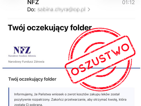 screen fałszywego e-maila z ZUS-u, 4 listopada 2025