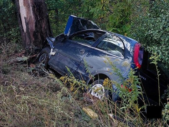 Małaszewicze Duże. Stracił panowanie nad autem. Uderzył w ciężarówki i drzewo