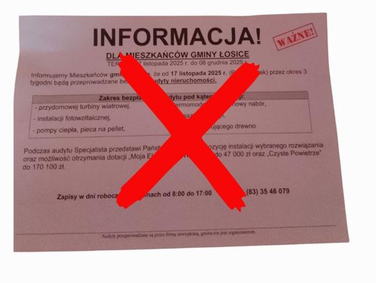 Miasto i gmina Łosice. Urząd ostrzega przed „darmowymi audytami” Miasto i gmina Łosice. Urząd ostrzega przed „darmowymi audytami”