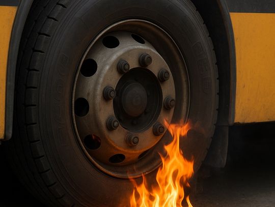 Lubelskie. Pożar autobusu z obywatelami Ukrainy przed przejściem granicznym