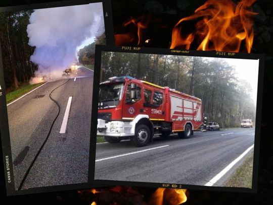 Pożar na skraju lasu i powiatów. Płonęło auto!