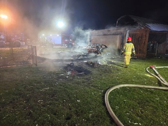 pożar. spalone auto, Krzywowólka