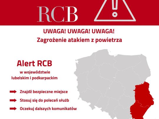 Syreny w Radzyniu Podlaskim. Alert o zagrożeniu z powietrza na RCB