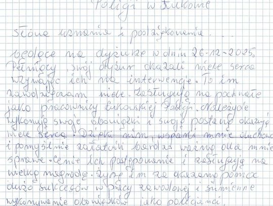 list podziękowania łuków