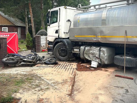 Tragedia w Borsukach. Motocyklista zginął w zderzeniu z ciężarówką
