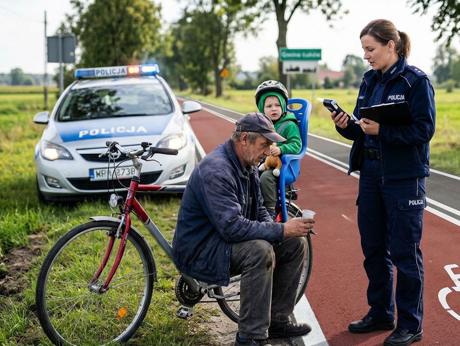 Jechał wężykiem. Wiózł 4-letnie dziecko