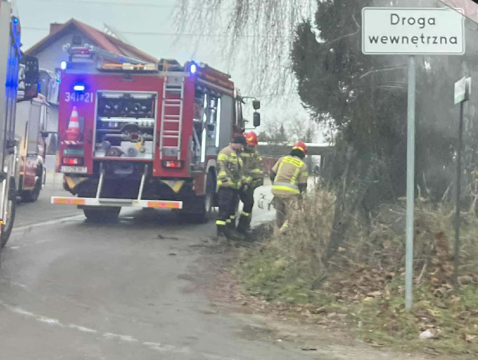 Pożar na posesji w Hrudzie