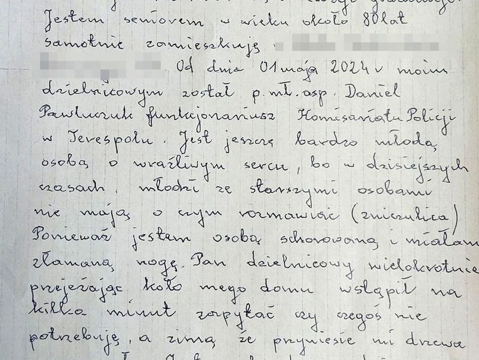 Seniorka podziękowała policjantowi. Takie słowa wzruszą każdego