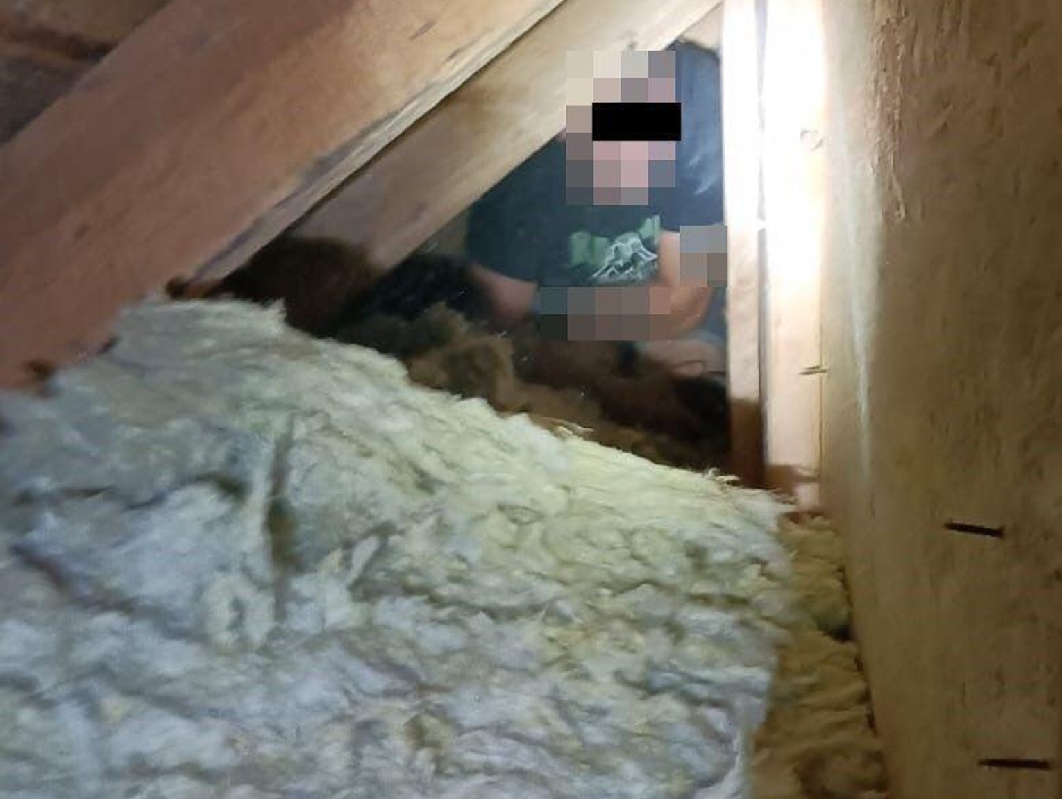 Siedział pod wełną mineralną, gdy przyszli policjanci