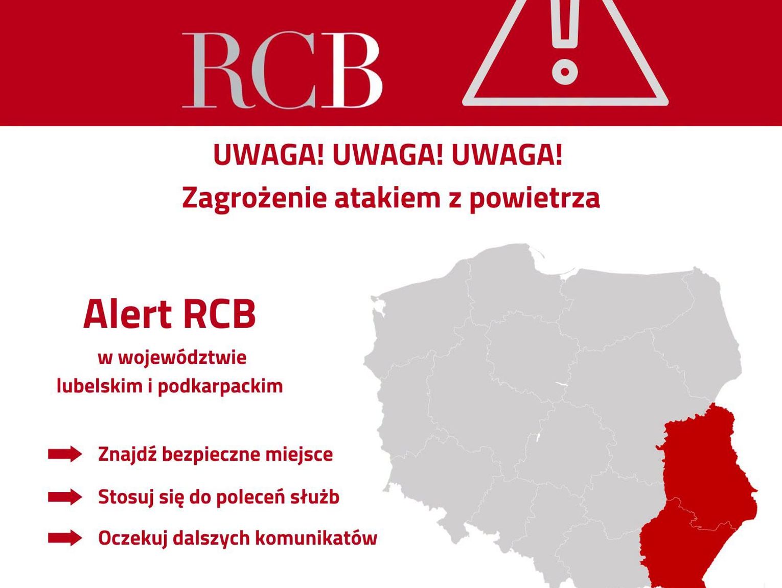 Syreny w Radzyniu Podlaskim. Alert o zagrożeniu z powietrza na RCB