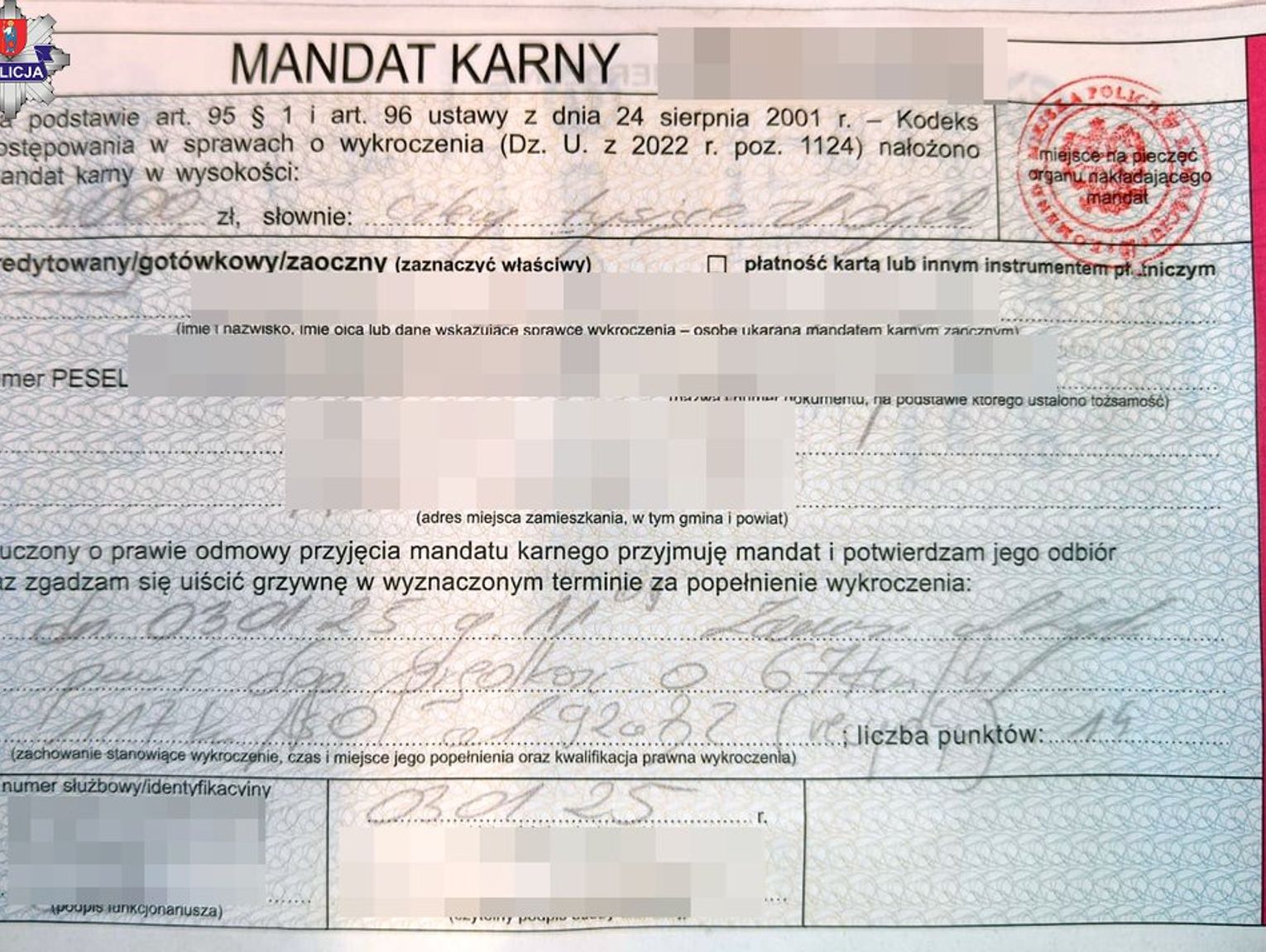 Lubelskie. Mandat w recydywie kosztował go 4 tys. zł. 30-latek stracił też prawo jazdy