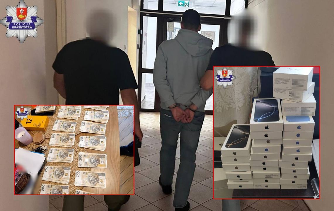 Lubelskie. 108 zarzutów dla 23-latka. Wyłudził telefony na 430 tys. zł [FILM]