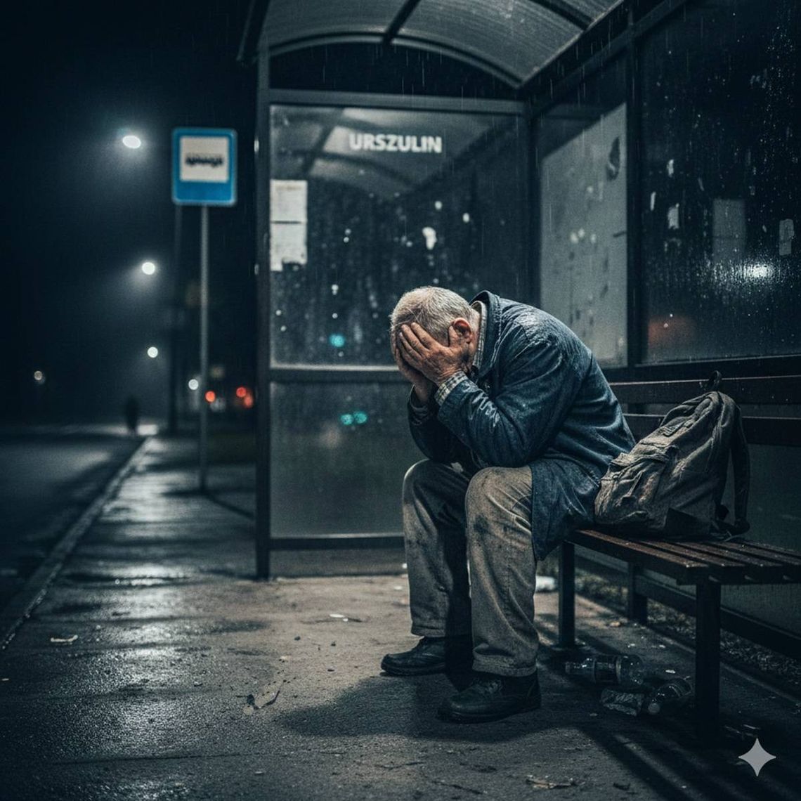 13-latek z Urszulina uratował zdezorientowanego 62-latka przed wychłodzeniem mężczyzna na ławce