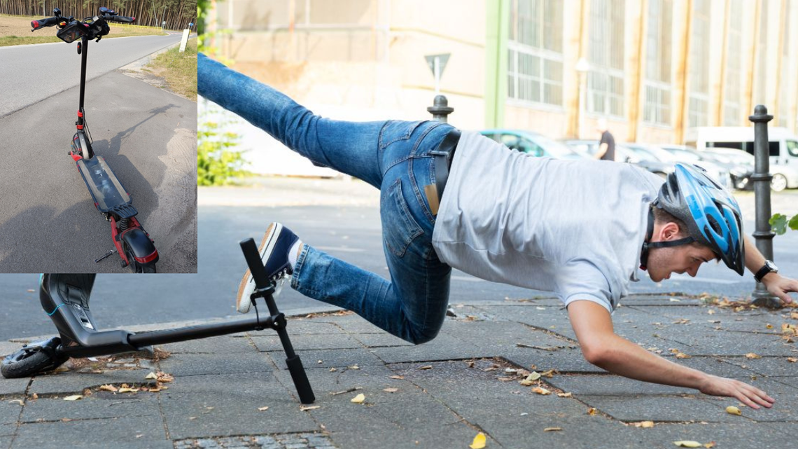 13-latek zaszalał. Sąd zakazał mu prowadzenia hulajnóg człowiek upadający z hulajnogi