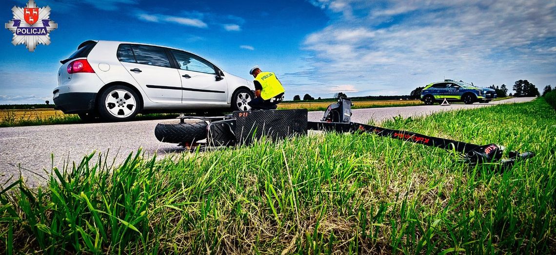 16-latek na hulajnodze zderzył się z Volkswagenem. Jechał bez kasku i bez uprawnień 16-latek na hulajnodze zderzył się z Volkswagenem. Jechał bez kasku i bez uprawnień