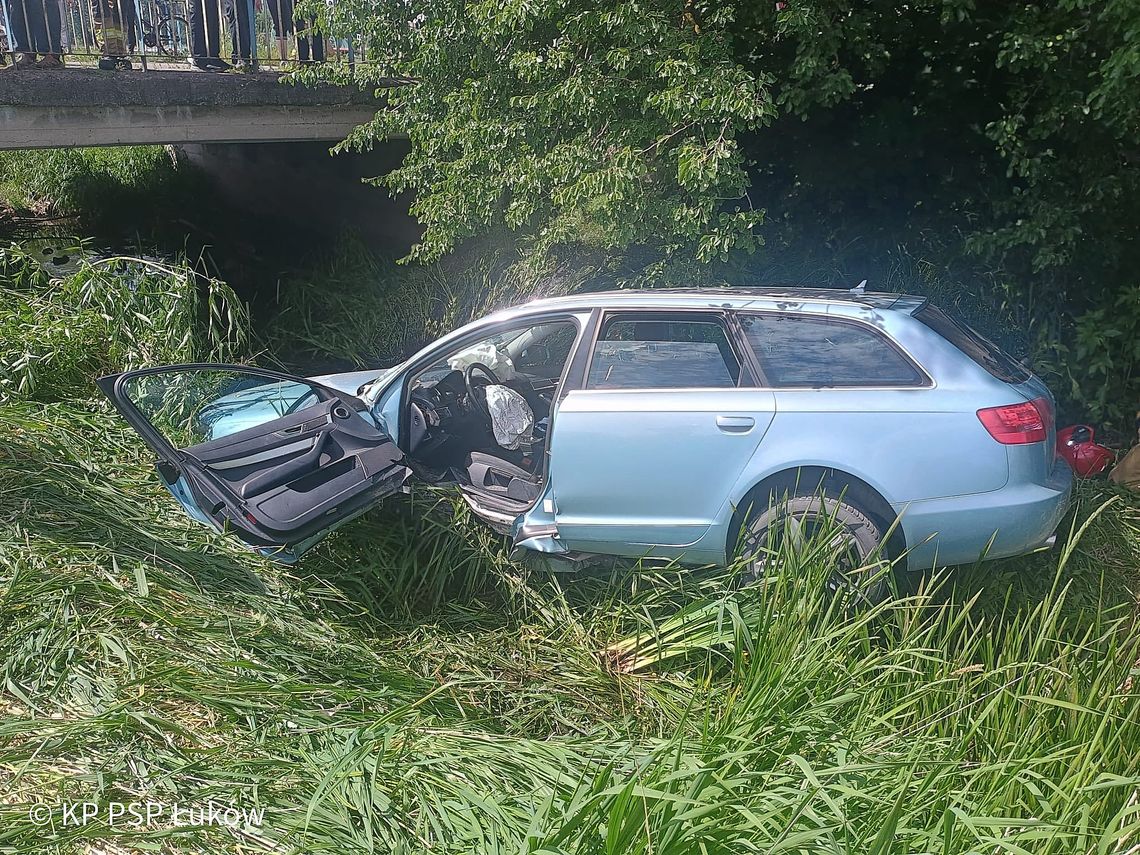 Audi wpadło do rzeki. Młoda kobieta ewakuowana [ZDJĘCIA]