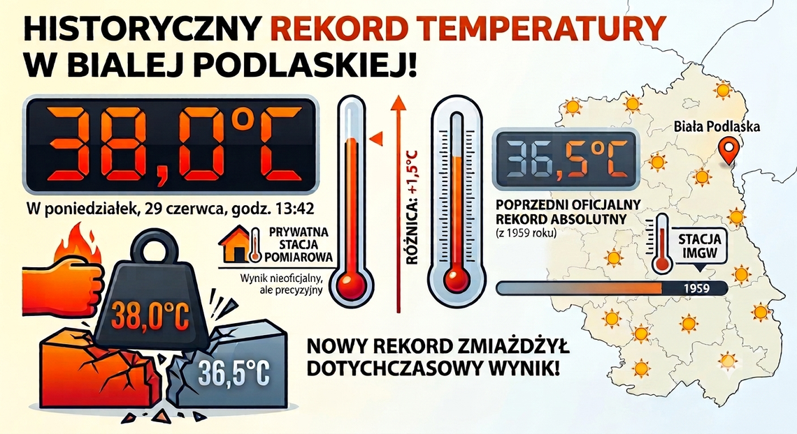 Biała Podlaska jeszcze nigdy nie była tak gorąca! Miniony poniedziałek przechodzi do historii