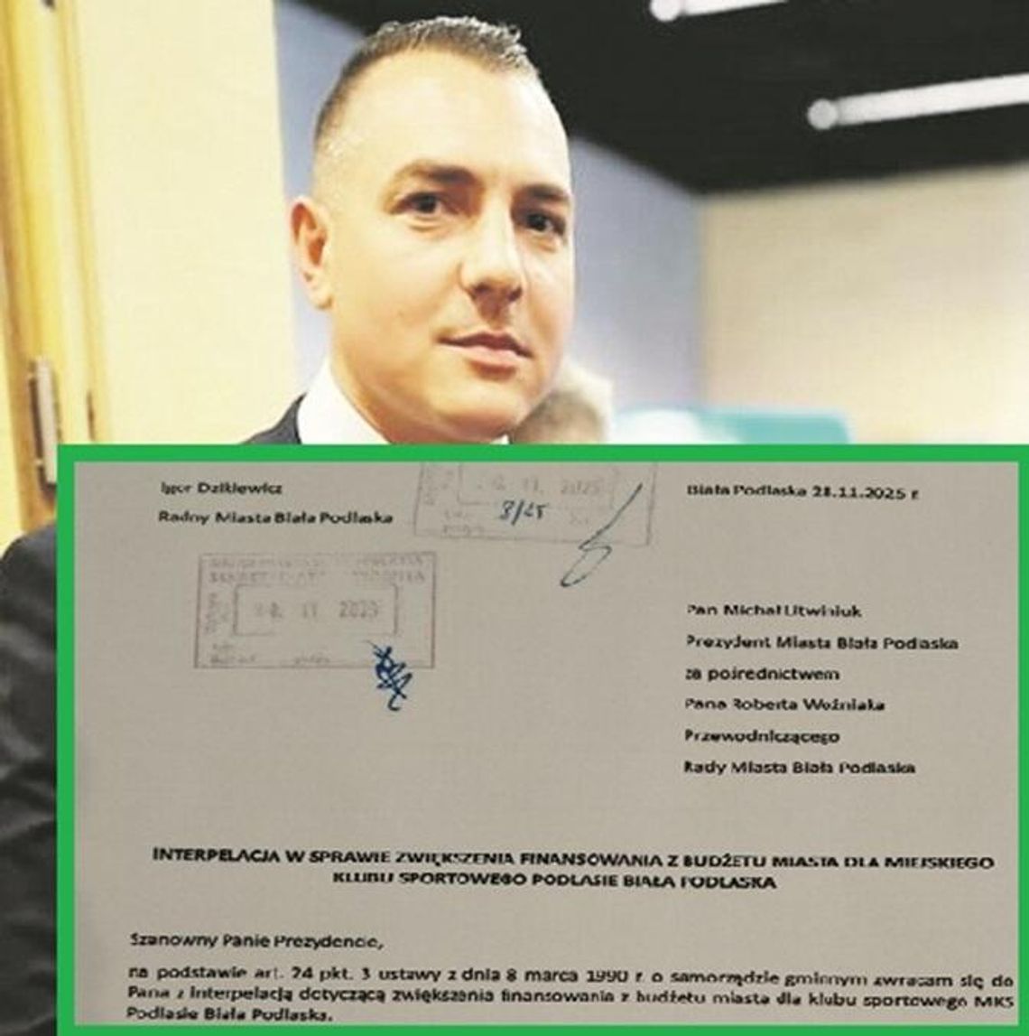 BIAŁA PODLASKA: Radny wnioskuje o pieniądze dla piłkarskiego klubu
