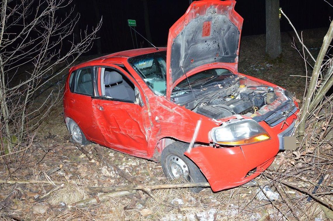 Chevrolet uderzył w drzewo. Kierowca z ponad 2 promilami