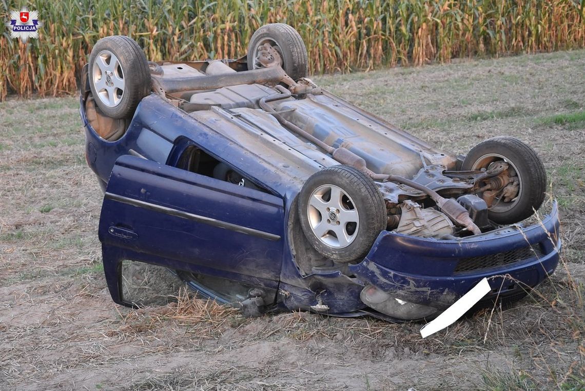 Dachowanie toyoty. Kierowca pijany, a w środku roczne dziecko