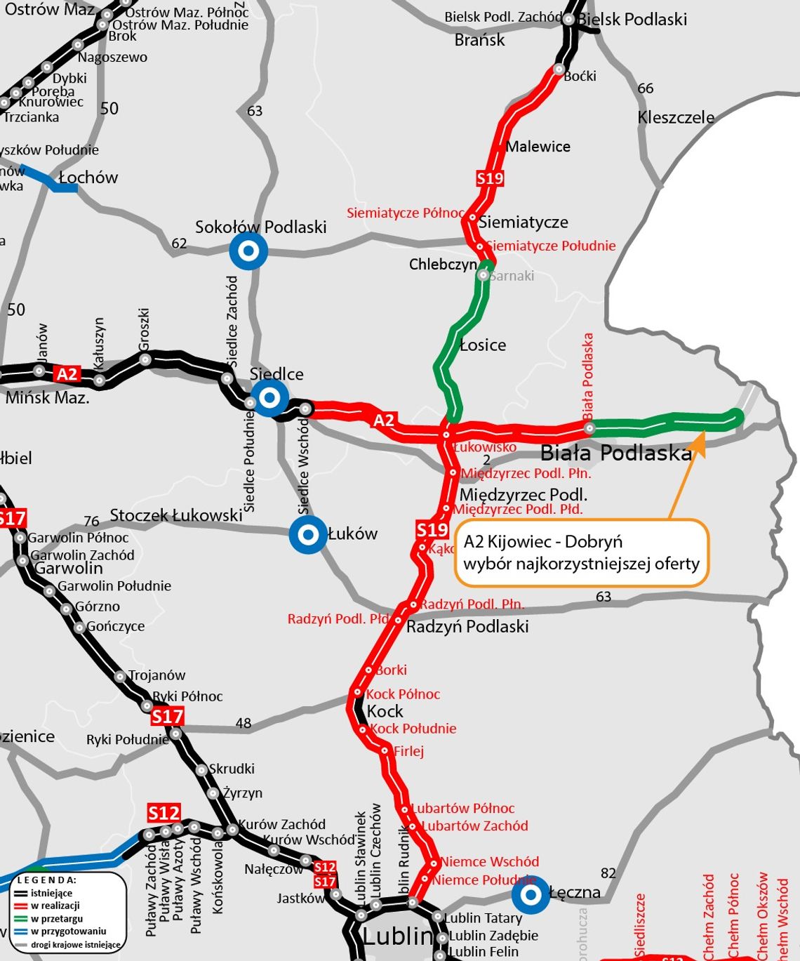 GDDKiA wskazuje kolejnego wykonawcę odcinka A2 w powiecie bialskim