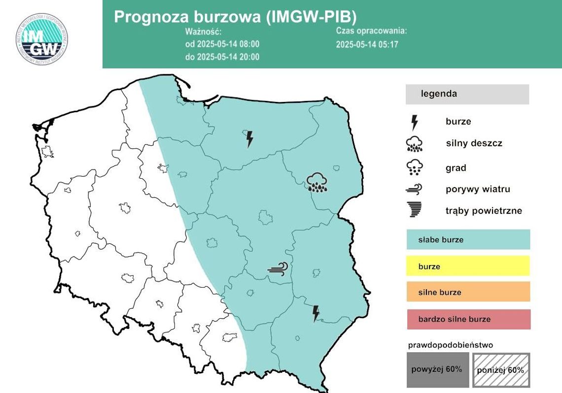 IMGW ostrzega: Będą burze i może spaść grad IMGW ostrzega: Będą burze i może spaść grad