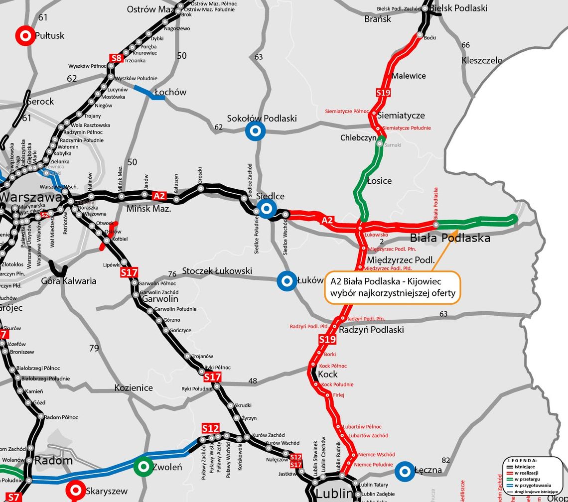 Jest decyzja w sprawie odcinka A2 między Białą Podlaską a Kijowcem Jest decyzja w sprawie odcinka A2 między Białą Podlaską a Kijowcem
