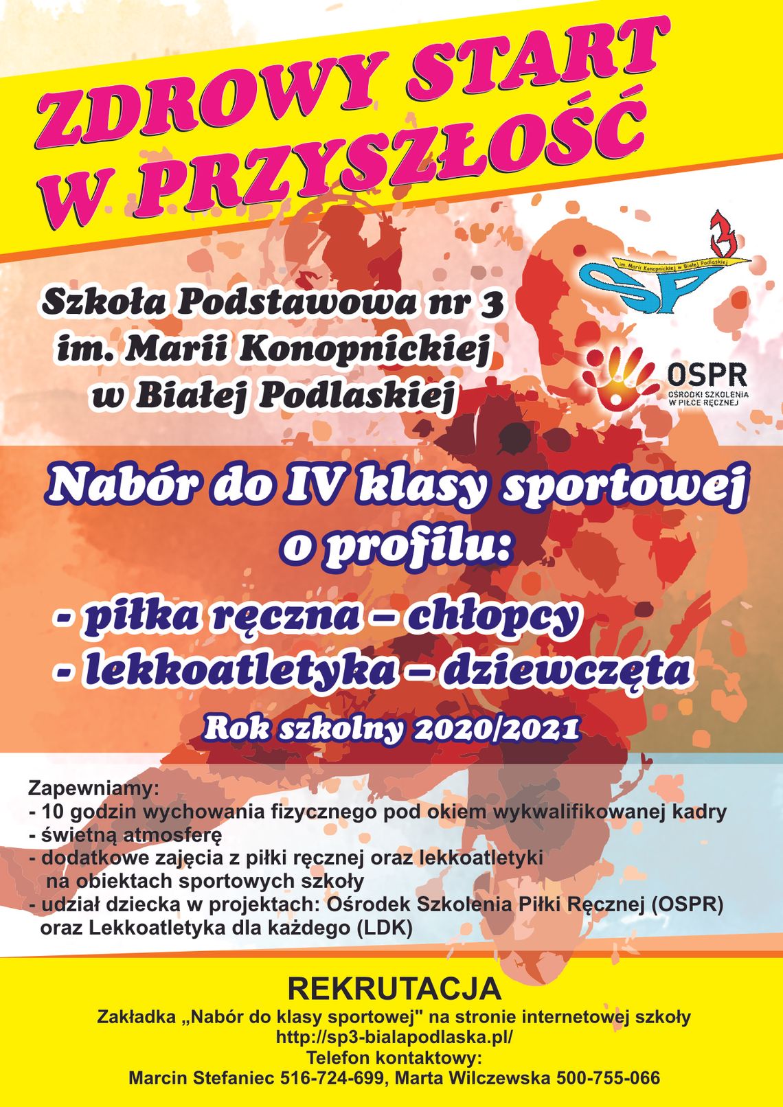 Nabór do klasy sportowej o profilach: piłka ręczna i lekkoatletyka