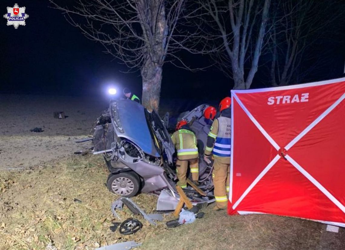 Powiat parczewski: Samochód rozbił się na drzewie. Nie żyje 20-latek