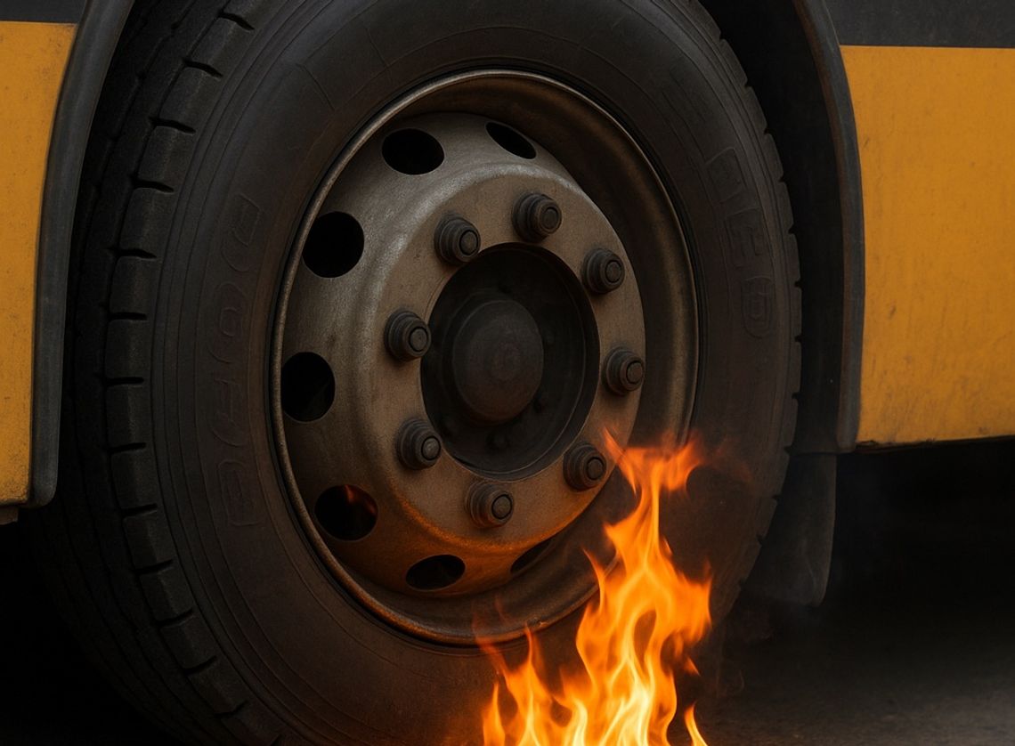 Lubelskie. Pożar autobusu z obywatelami Ukrainy przed przejściem granicznym