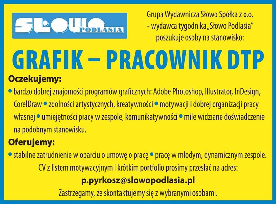 PRACA: Dołącz do zespołu Słowa Podlasia!