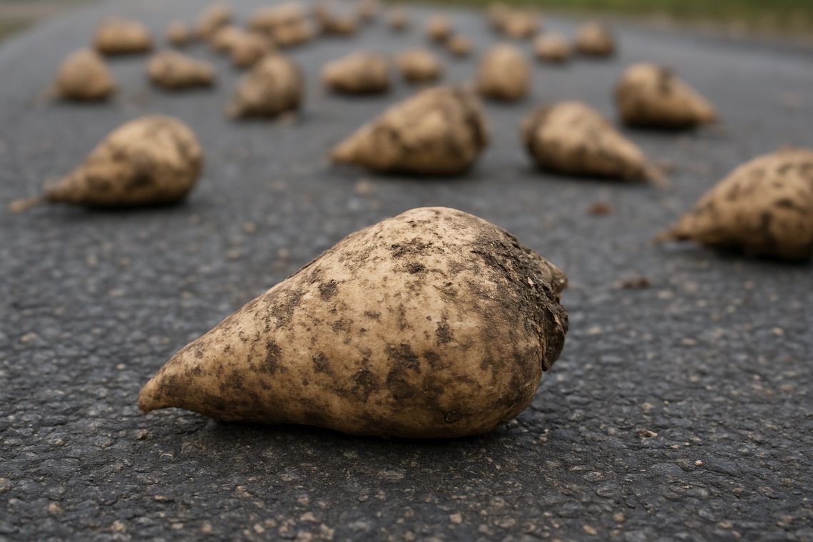 Lubelskie. Przyczepa z burakami przewróciła się na drogę wojewódzką. Trasa była zablokowana w obu kierunkach Lubelskie. Przyczepa z burakami przewróciła się na drogę wojewódzką. Trasa była zablokowana w obu kierunkach