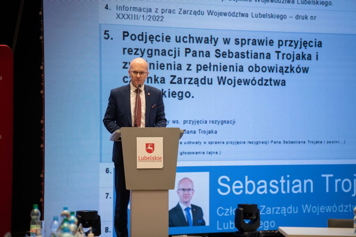 Sebastian Trojak złożył rezygnację z Zarządu Województwa Lubelskiego