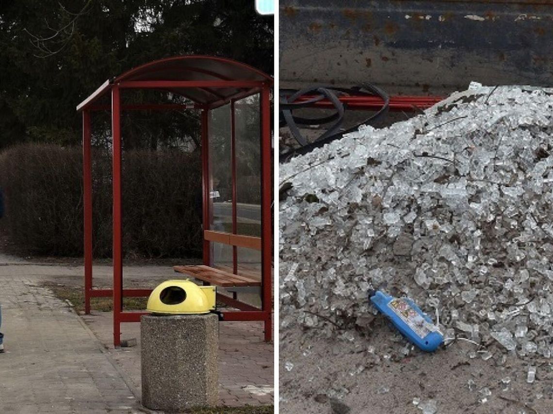 Lubelskie. Ślepa furia na przystanku. Wyładował złość na szybach