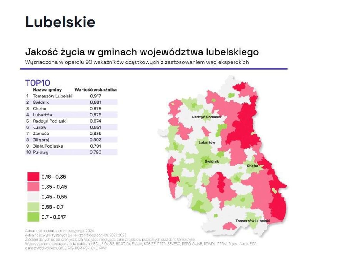 Tomaszów Lubelski liderem regionu. Biała Podlaska 135. w rankingu jakości życia