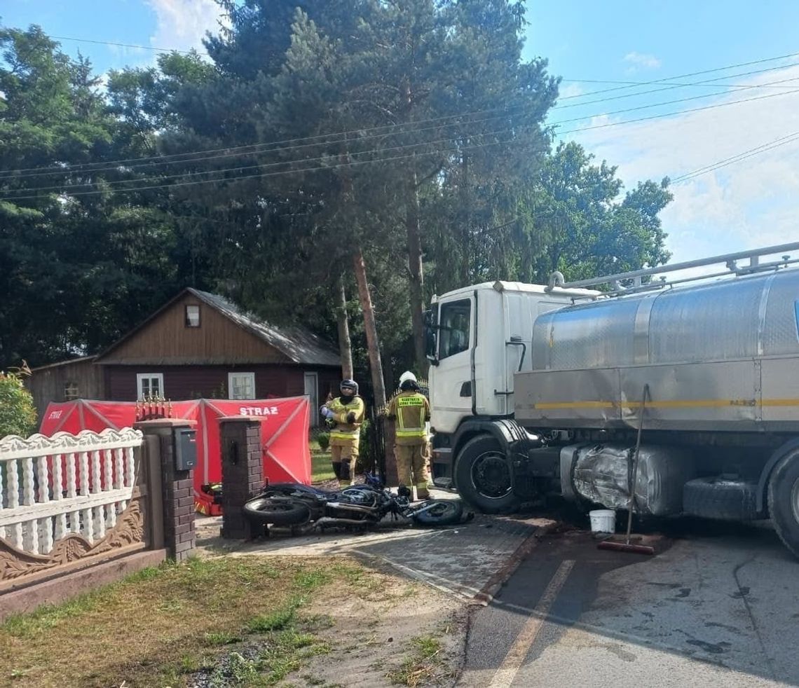 Tragedia w Borsukach. Motocyklista zginął w zderzeniu z ciężarówką