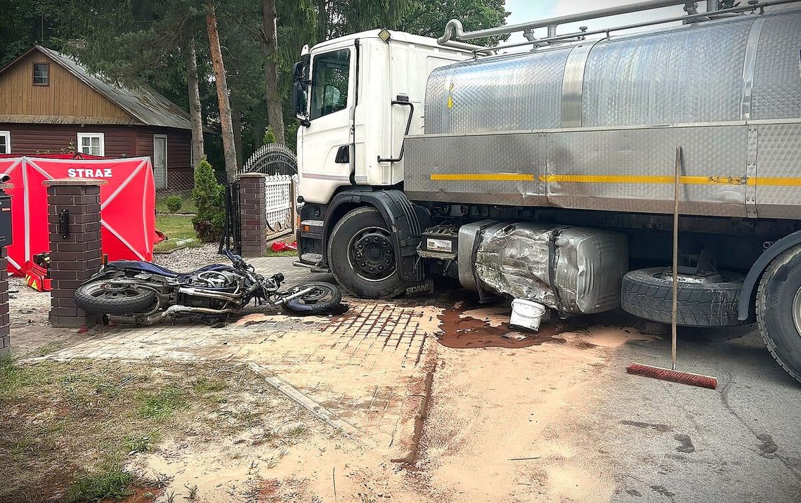 Tragedia w Borsukach. Motocyklista zginął w zderzeniu z ciężarówką