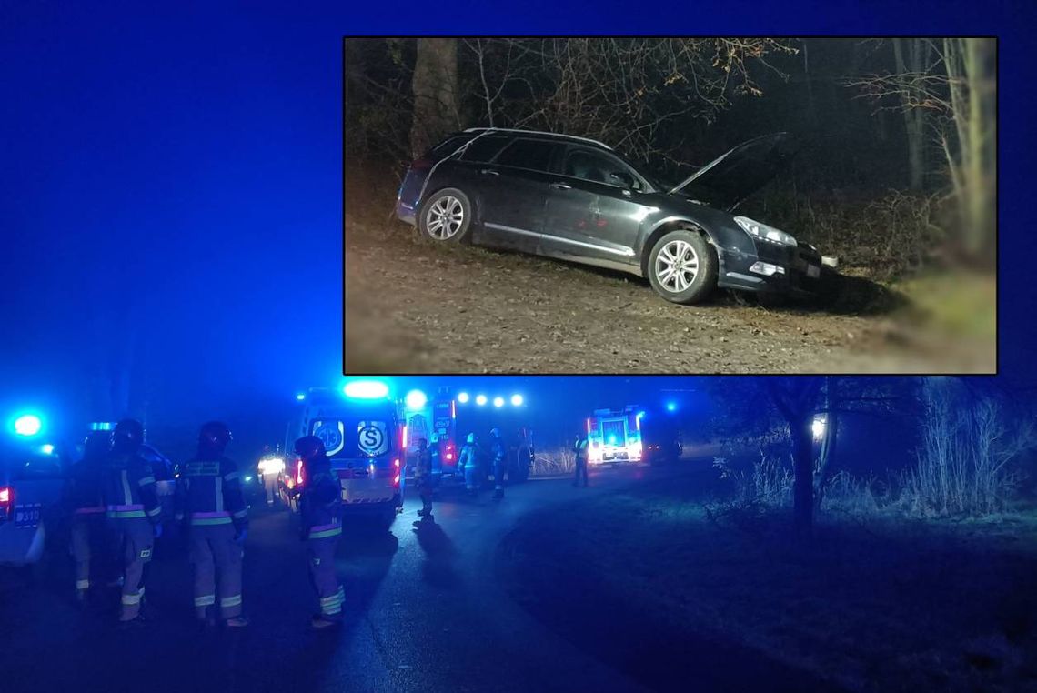 Lubelskie. W Anielpolu auto wypadło z drogi do rowu