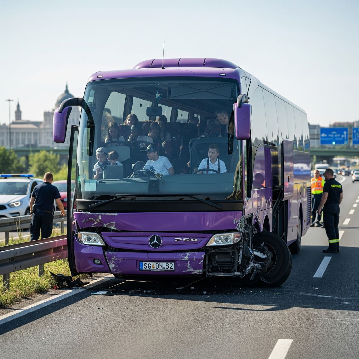 Węgry. W polskim autokarze wybuchła opona