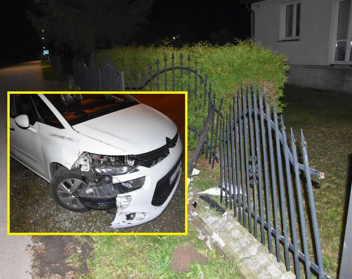 Wjechała w ogrodzenie posesji, potem poszła spać Wjechała w ogrodzenie posesji, potem poszła spać