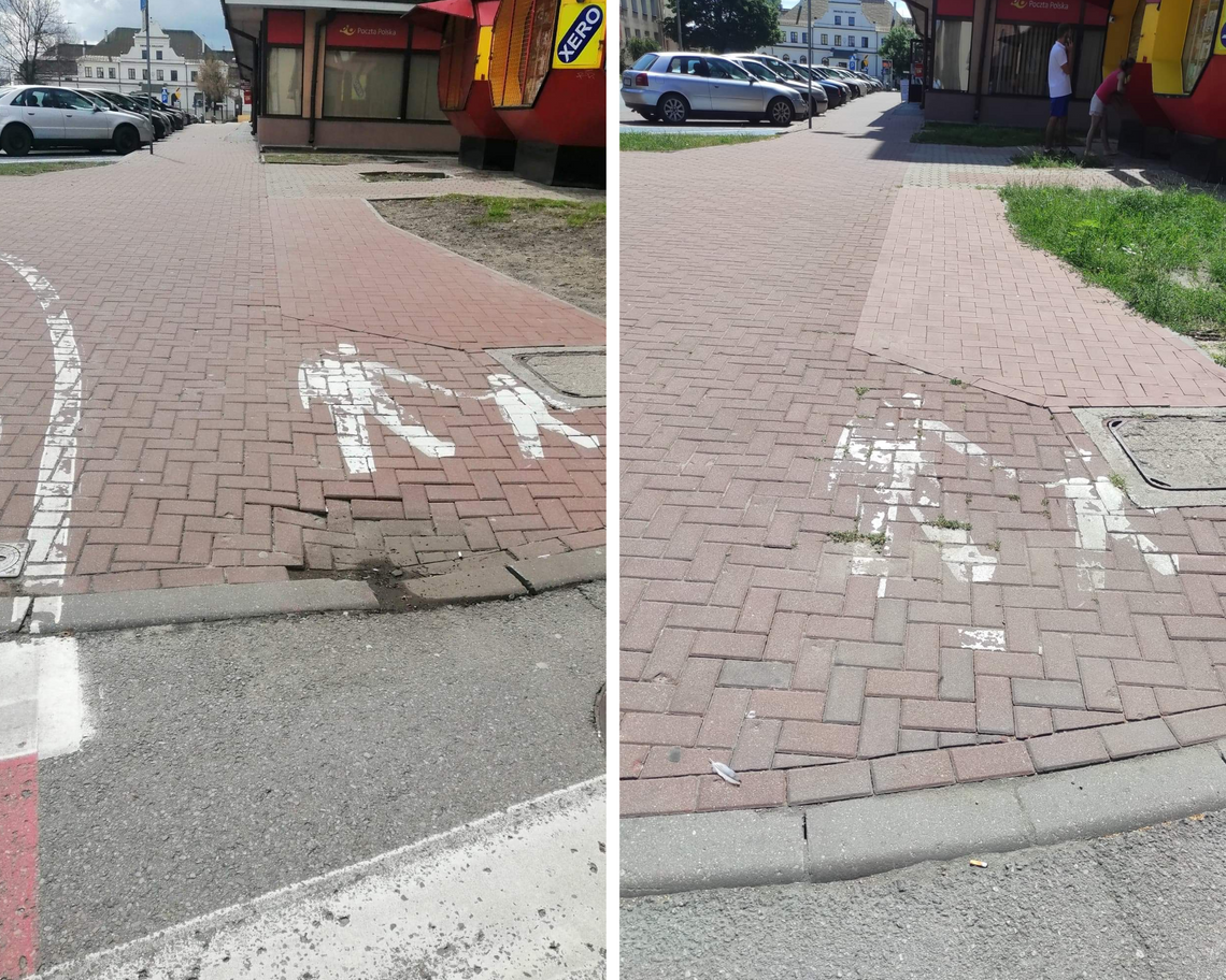 Zapadnięty chodnik na ul. Kościuszki. Miasto naprawiało go 3 miesiące!
