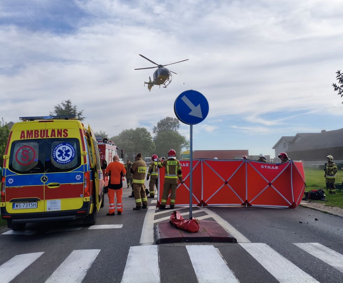 Zderzenie motocykla z ciężarówką w Olszance [ZDJĘCIA]