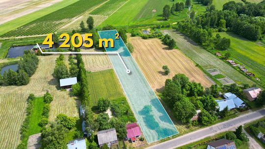 Działka 4205 m² w Ostrowiu, strumień, media Działka 4205 m² w Ostrowiu, strumień, media