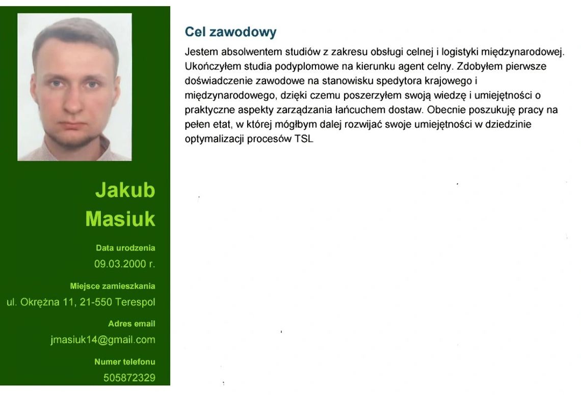 Poszukuję pracy Poszukuję pracy