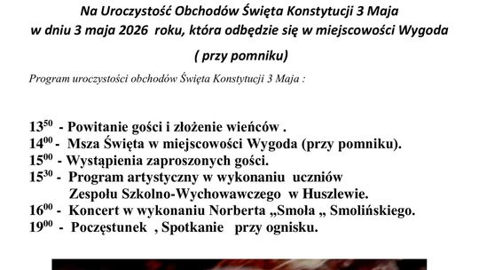 Obchody Święta Konstytucji 3 Maja w gminie Huszlew
